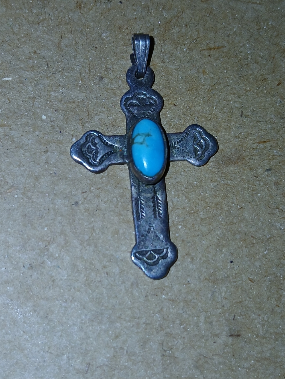 Vintage Sterling & Turquoise Cross
